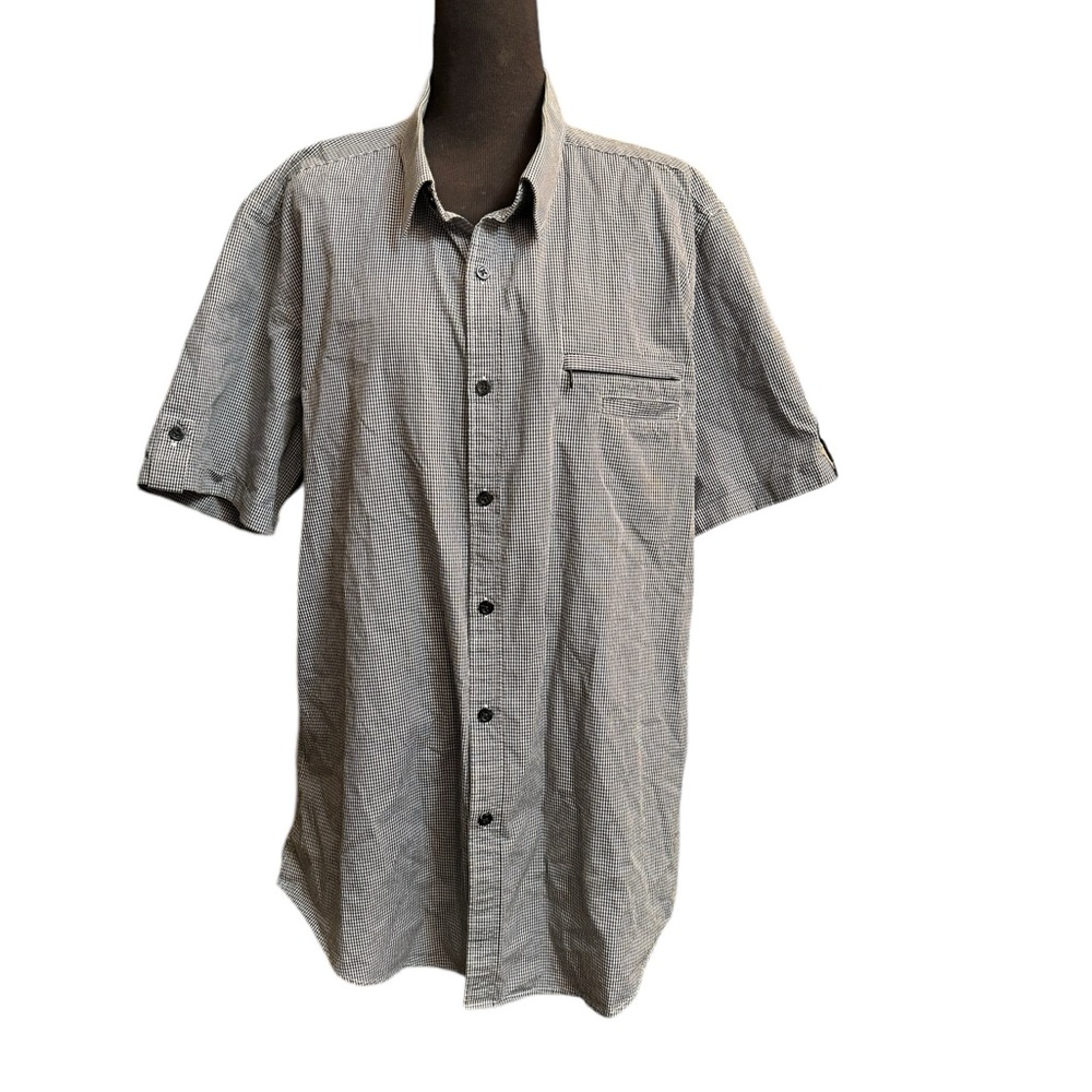 7 DIAMONDS men’s short sleeve shirt black and gray EUC western cowboy ranch